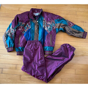 Active Stuff Women's Vintage Lined Track Jacket & Pants Full Zip-Size Medium‎